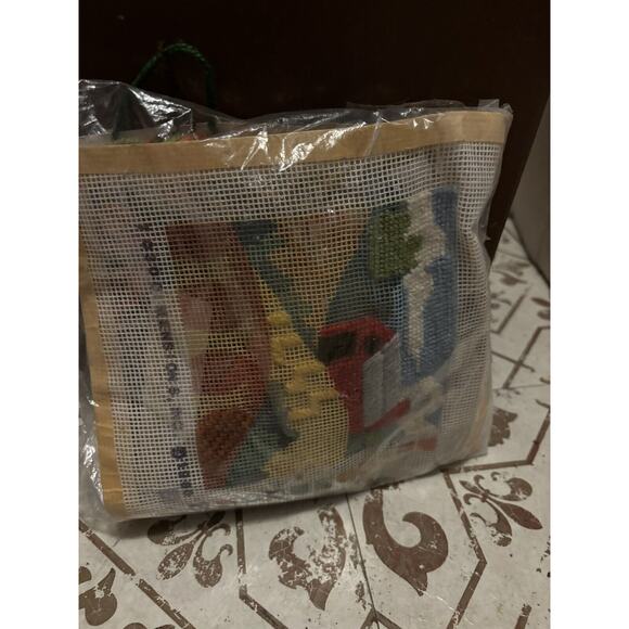 NIP Dimensions Red Barn Stich Needlepoint Sampler 5x5” - Picture 3 of 3